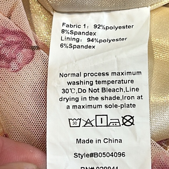 SBeteo Slip Lace Up Front Ruched Floral Mesh Mini Dress Women Size M - Picture 8 of 17